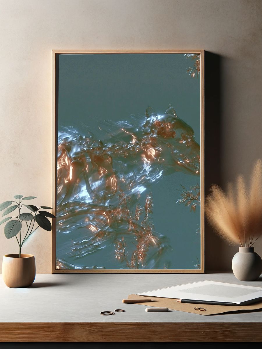 Chromatic Wolf Abstract Print. — room view 2