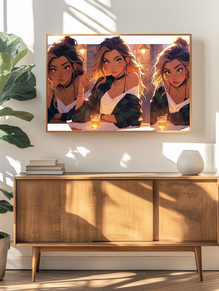 Anime Girl Trio Bar Scene Poster. — room view 3
