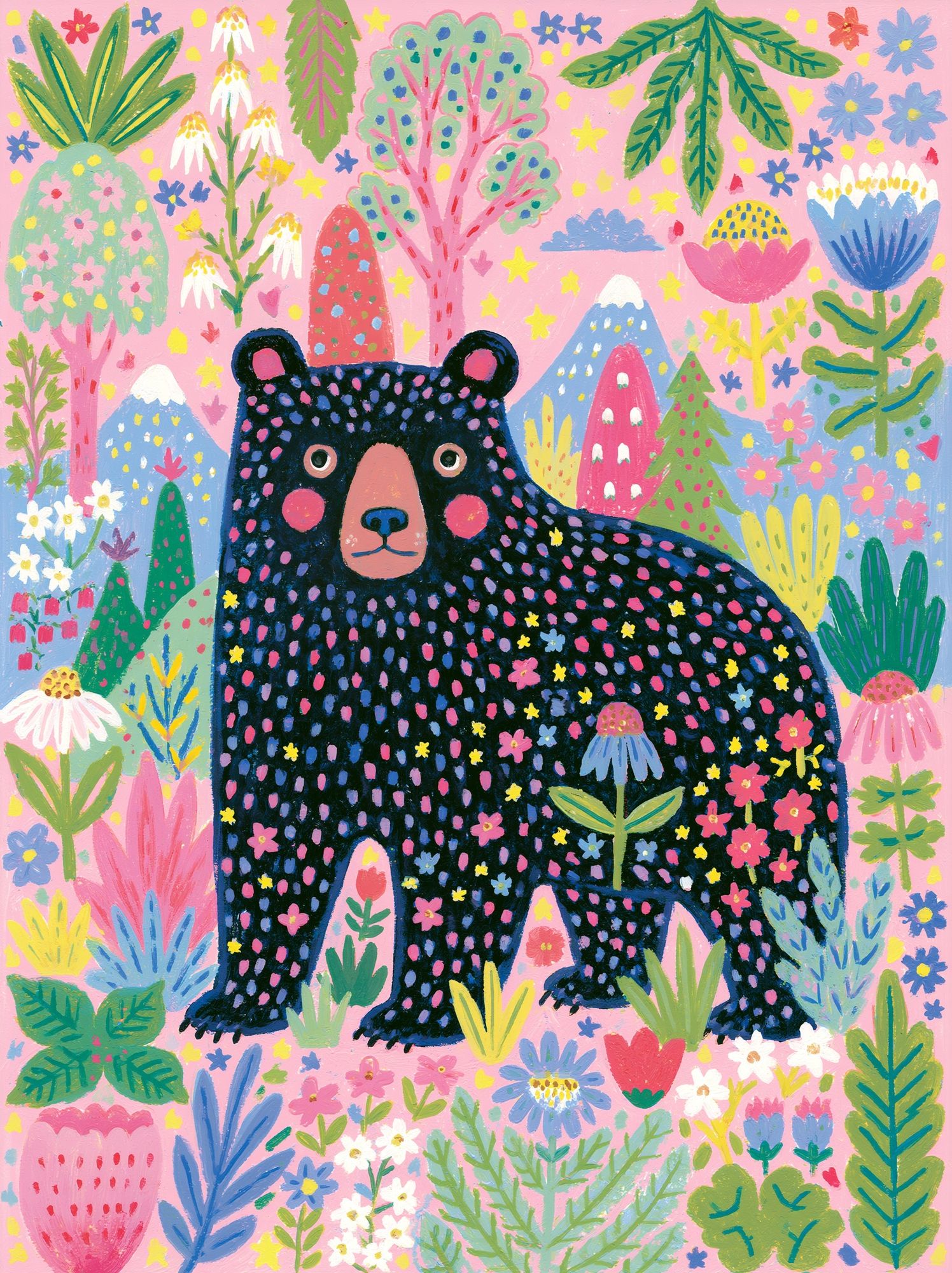 Bear in Bloom Illustration Poster. poster detail