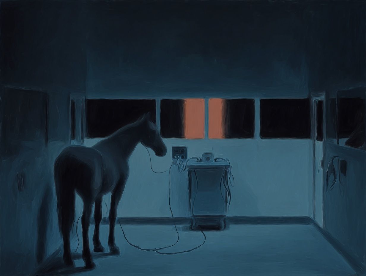 Horse in Stable Nightscape Poster. poster — animals art
