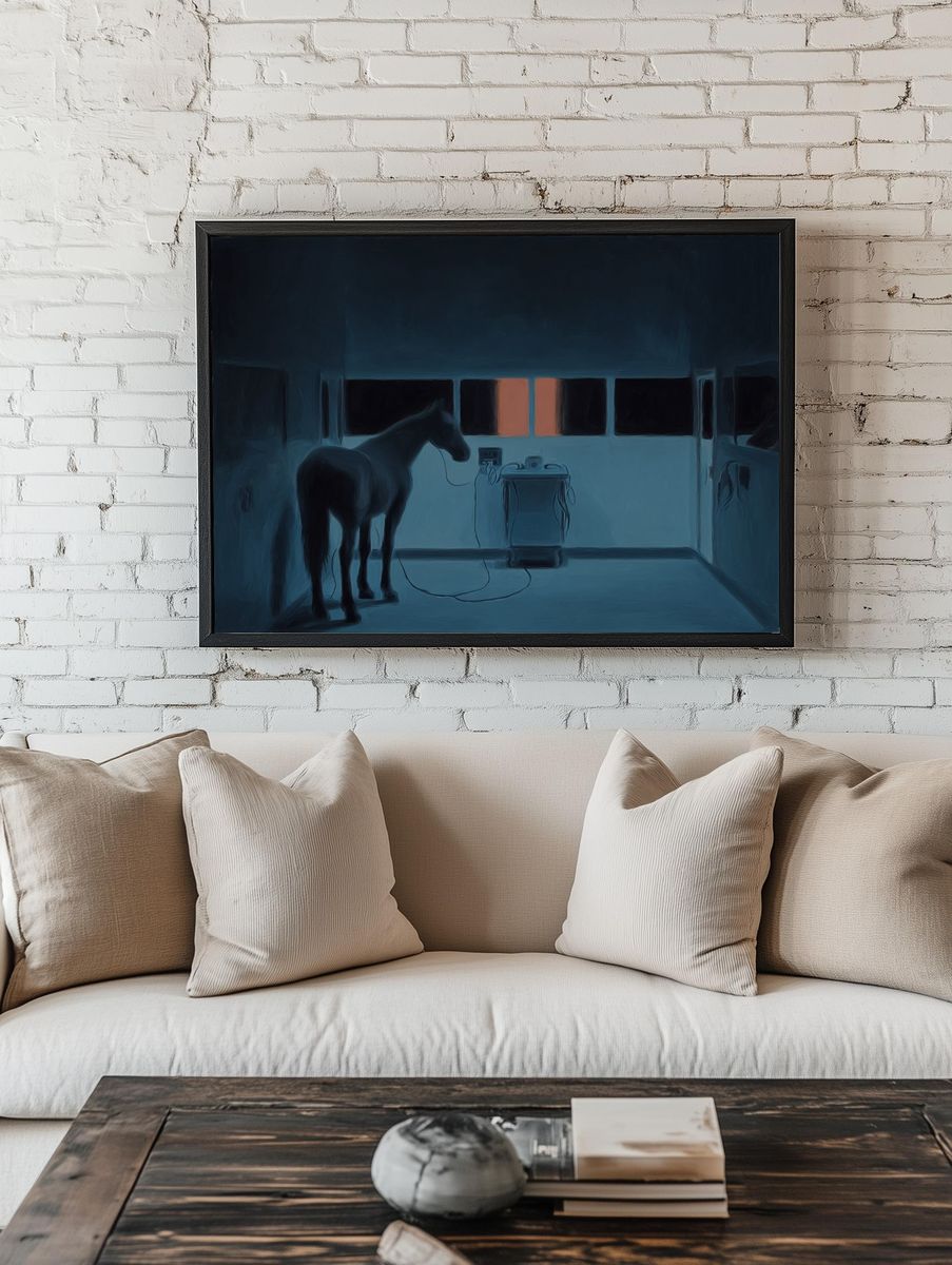 Horse in Stable Nightscape Poster. — room view 1