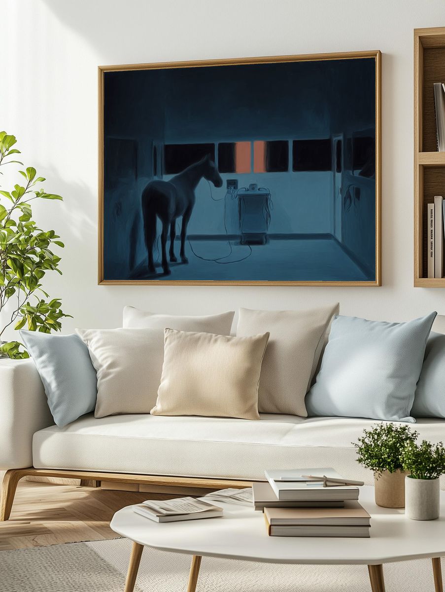 Horse in Stable Nightscape Poster. — room view 2