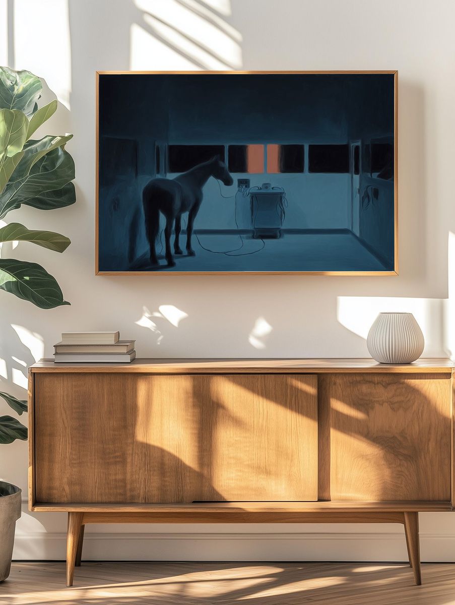 Horse in Stable Nightscape Poster. — room view 3