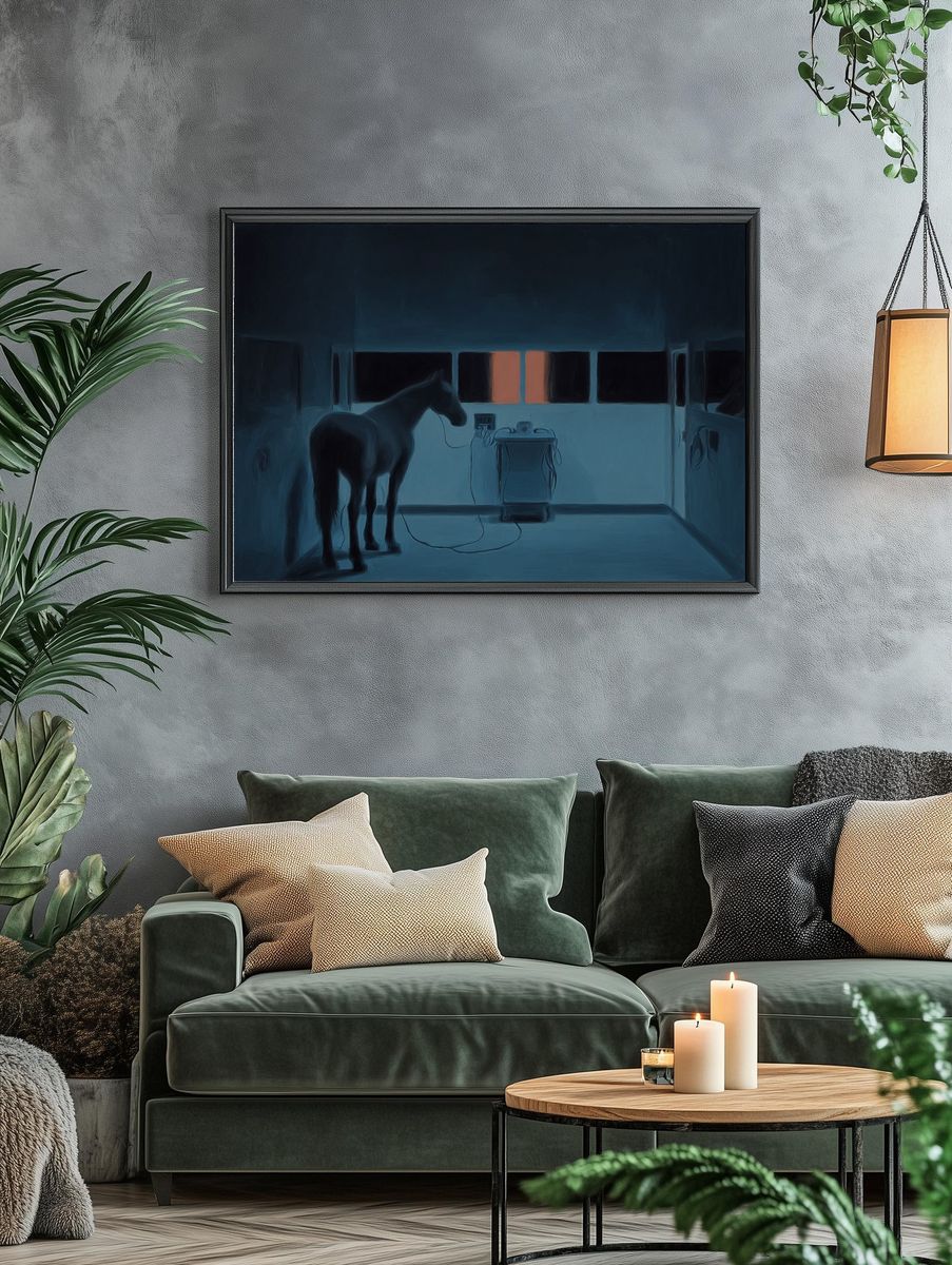 Horse in Stable Nightscape Poster. — room view 4