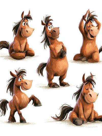 Playful Horse Character Illustration Poster.
