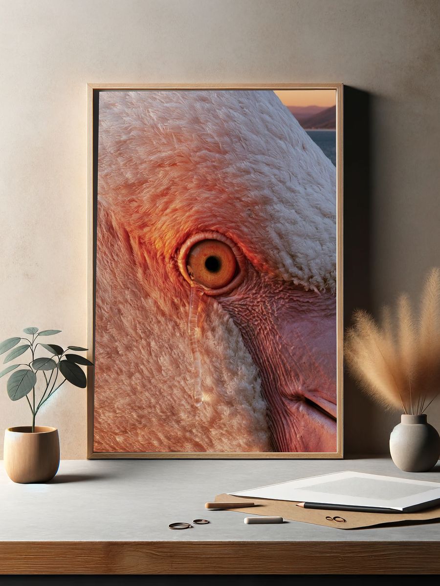 Flamingo Close-Up Photography Poster. — room view 2