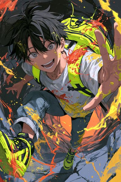 Dynamic Anime Climber Poster.
