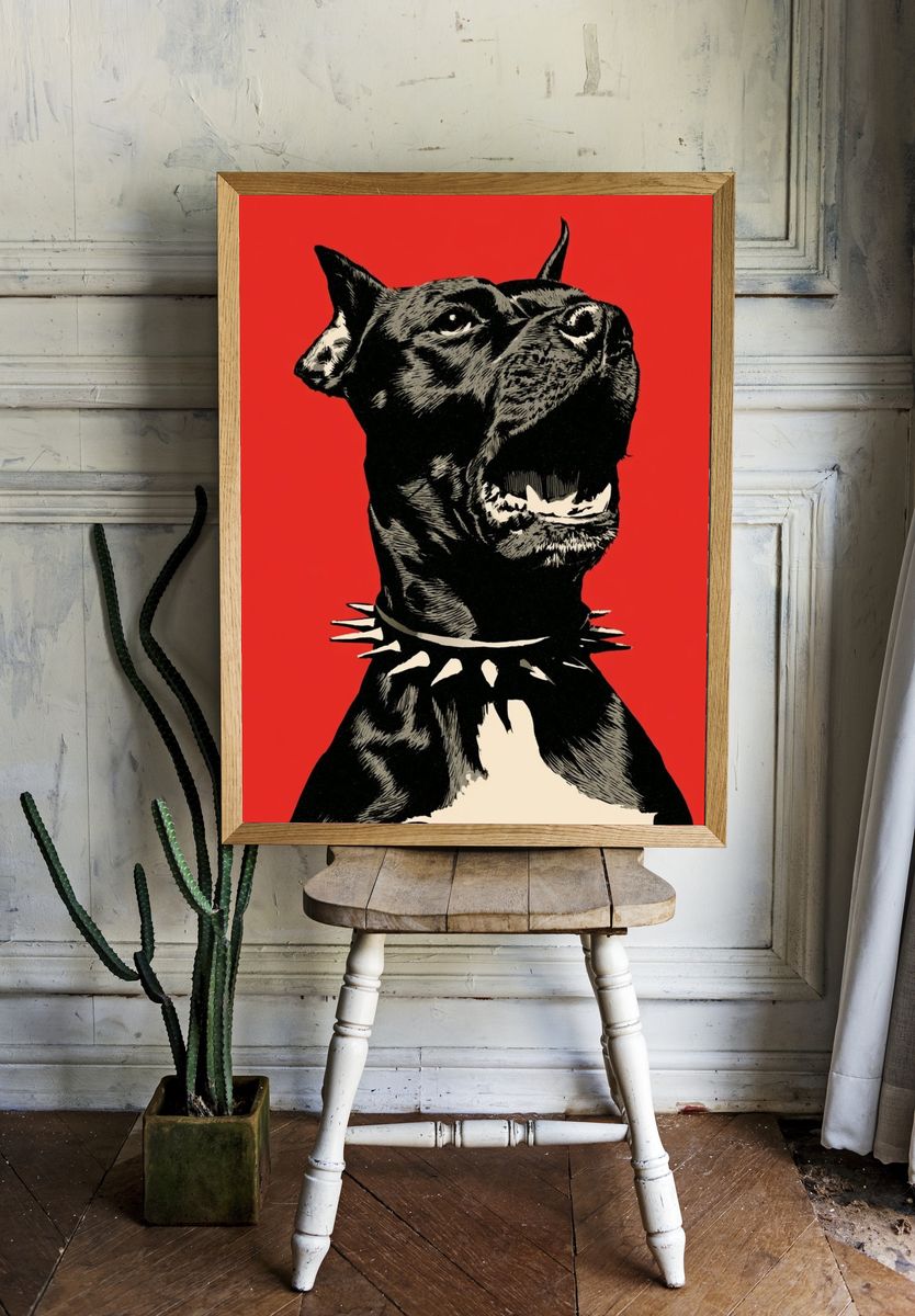 Punk Dog Portrait Print. room preview