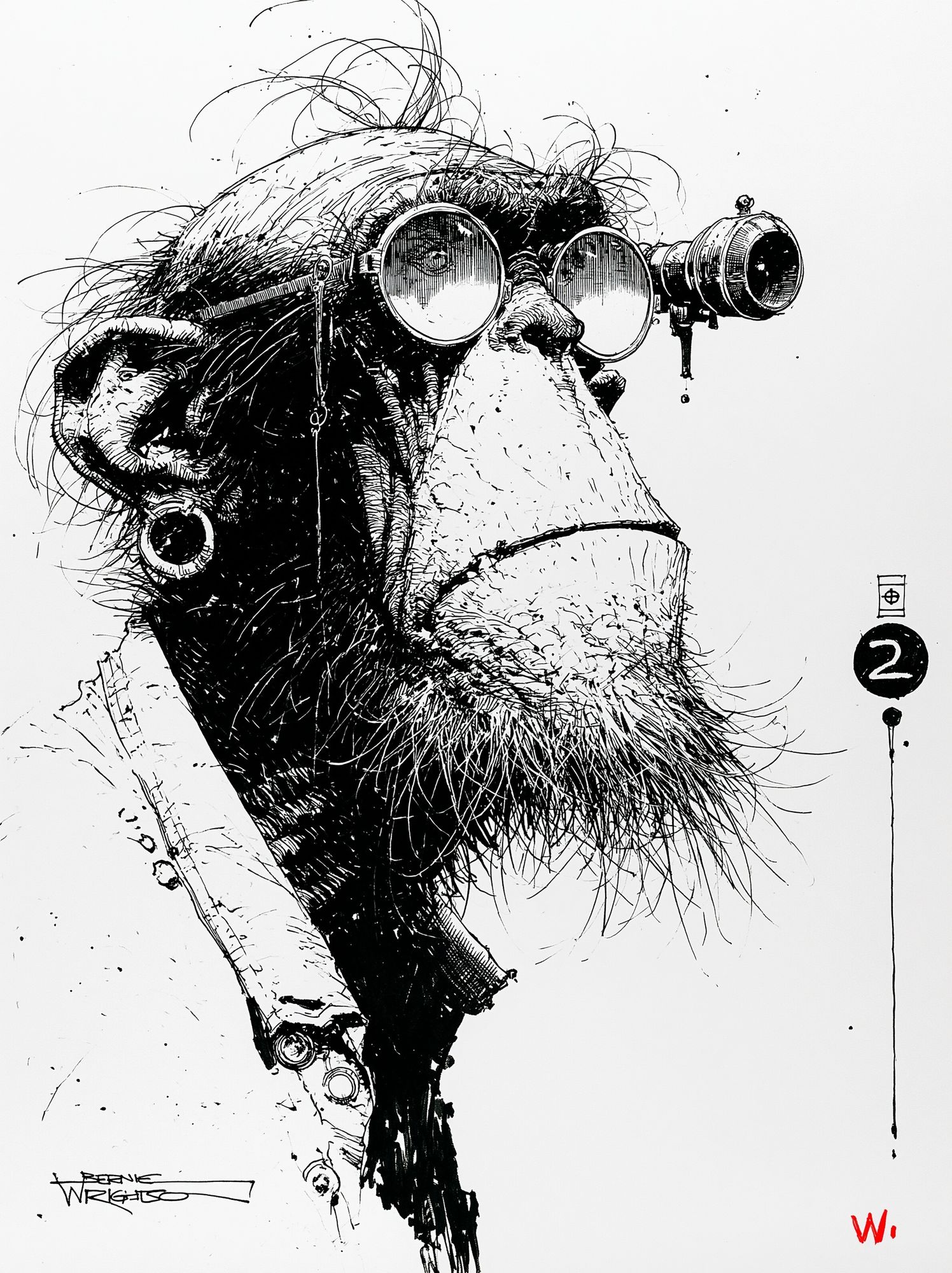 Ape Portrait Ink Print. poster detail