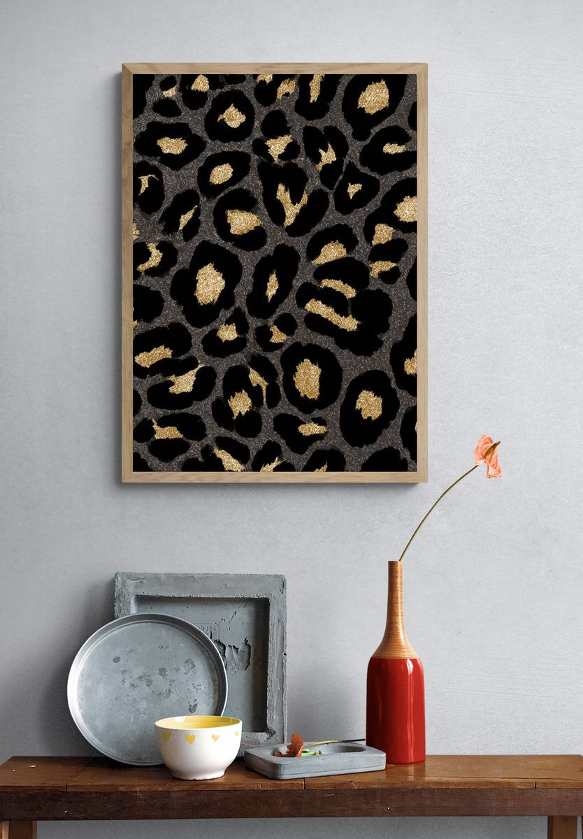 Black Gold Leopard Print Poster. — room view 3