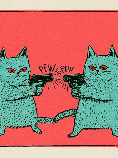 Pew Pew Cats Typography Poster.