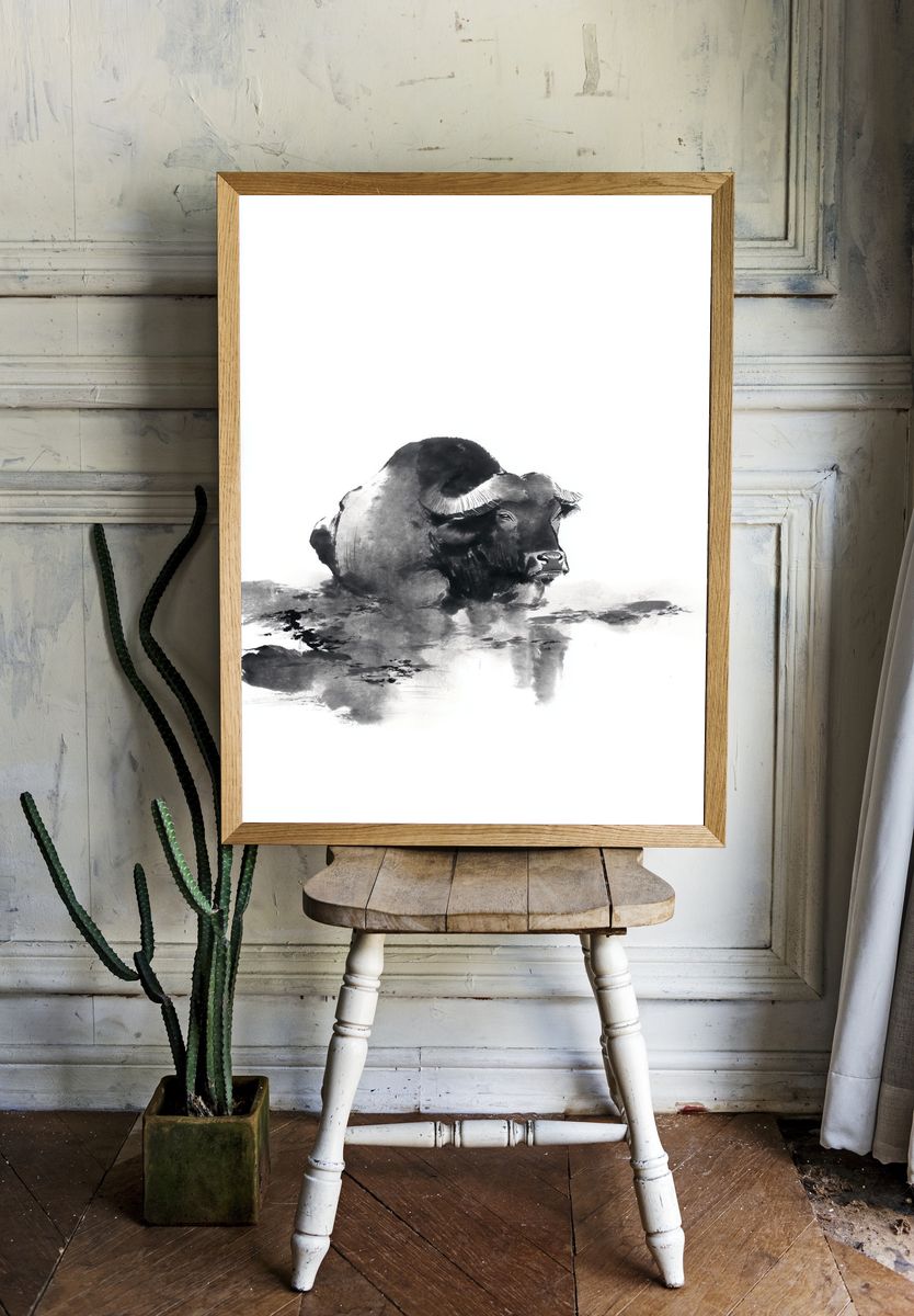 Water Buffalo Ink Poster. room preview