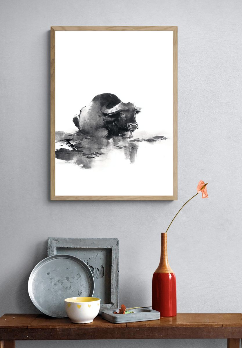 Water Buffalo Ink Poster. — room view 3