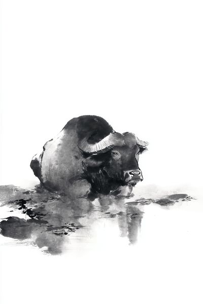 Water Buffalo Ink Poster. poster