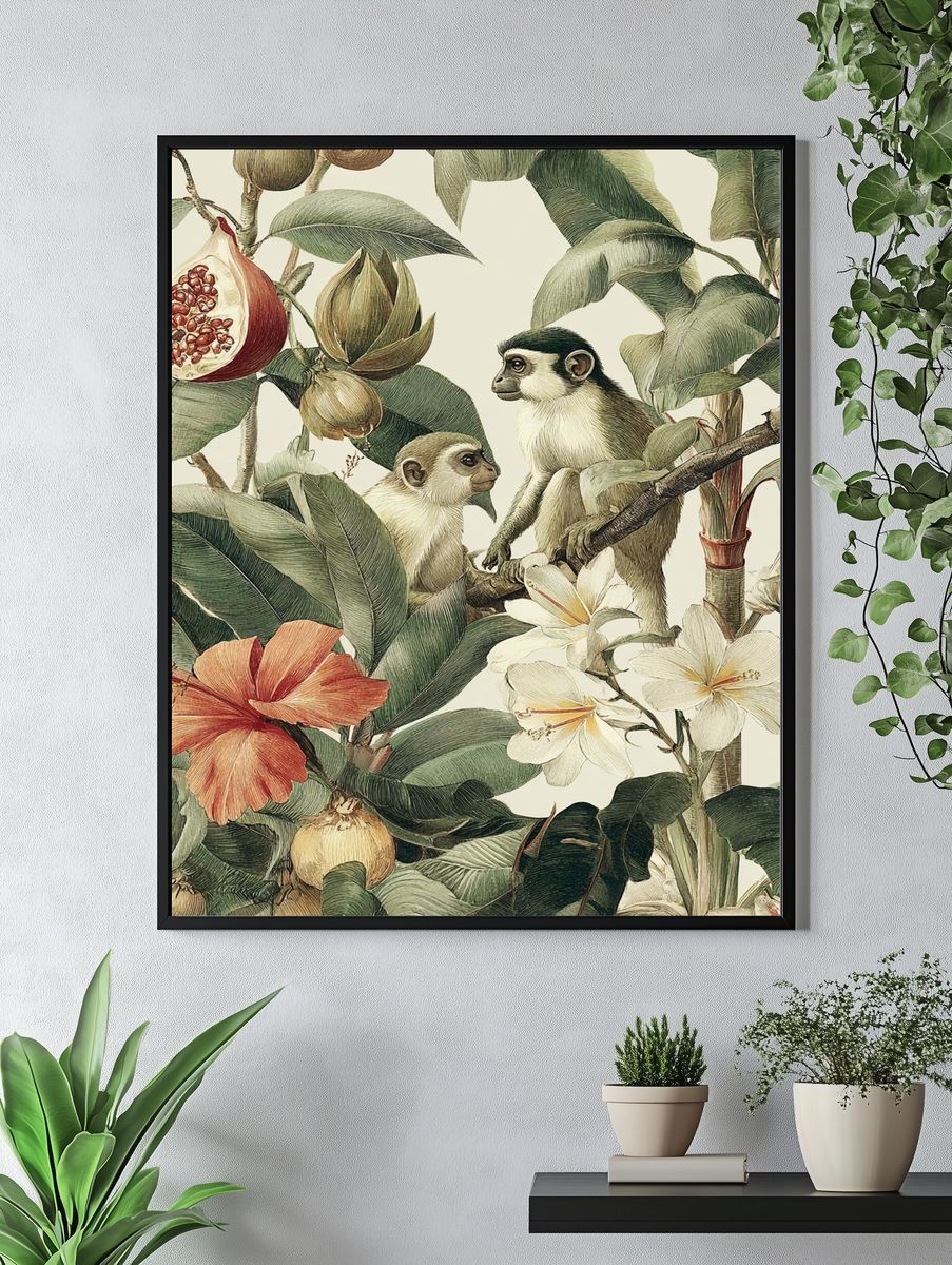 Tropical Monkeys Botanical Print. — room view 4
