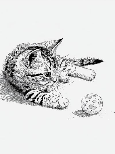 Playful Kitten Line-Art Poster. poster