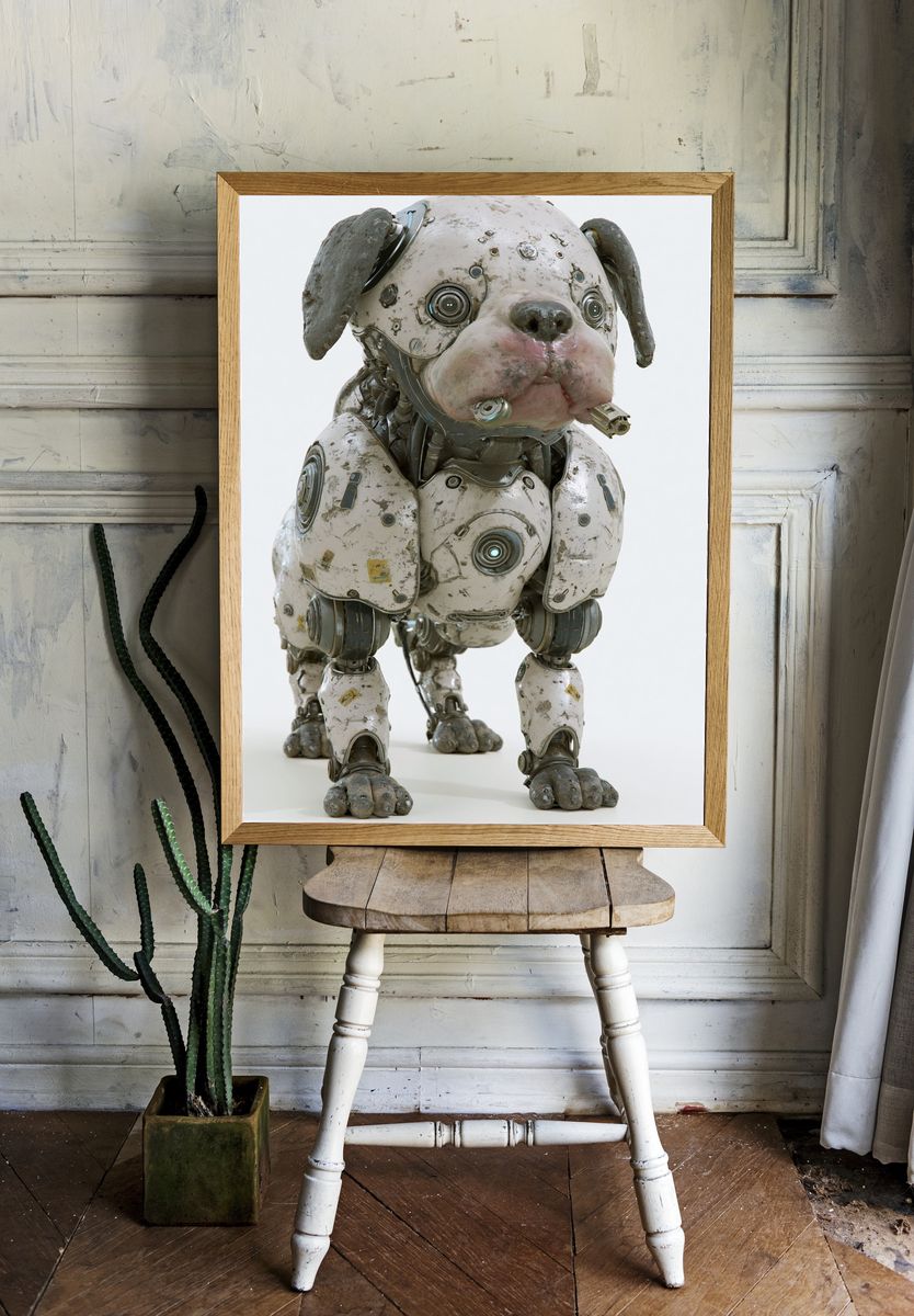 Cybernetic Dog Portrait Print. room preview