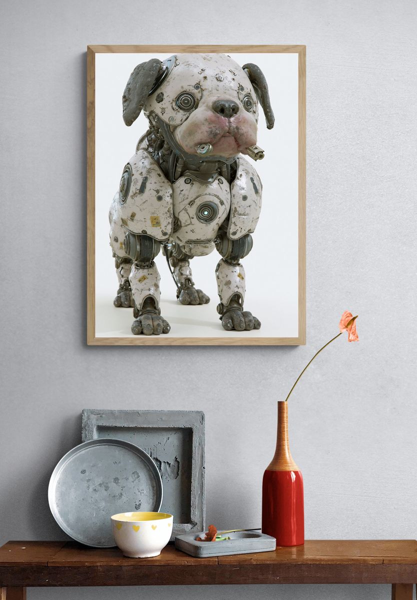 Cybernetic Dog Portrait Print. — room view 3