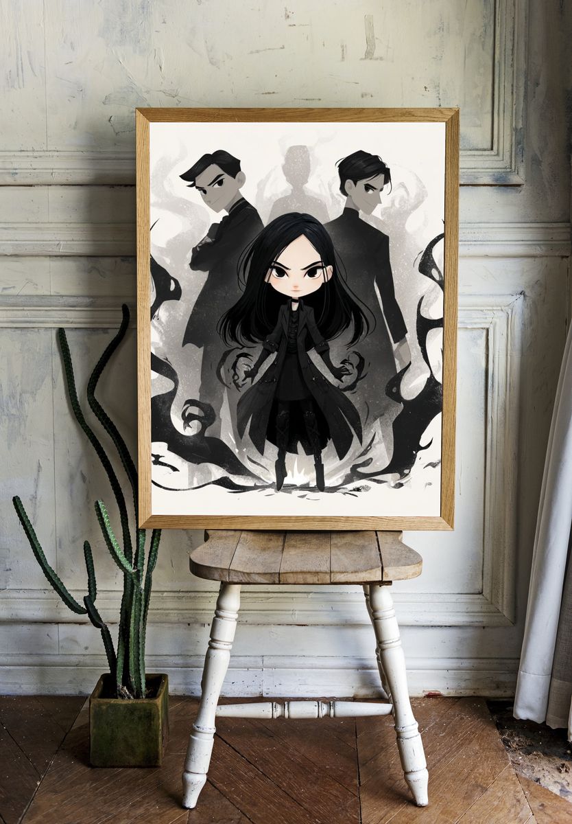 Dark Trio Gothic Anime Poster. room preview