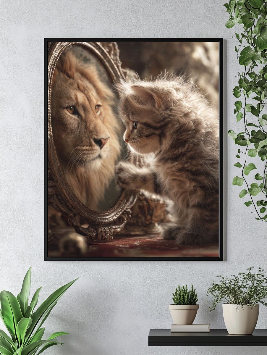 Lion and Kitten Fantasy Portrait Poster. — room view 4