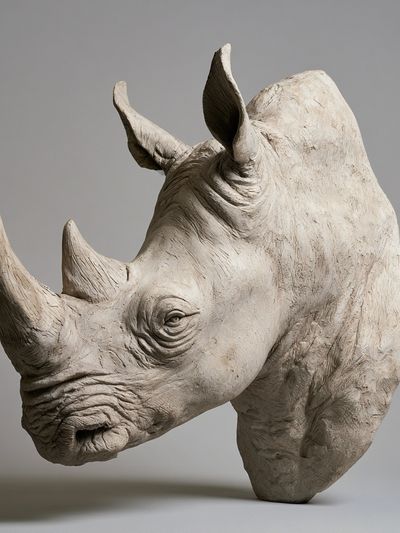 Rhino Sculpture Portrait Print.