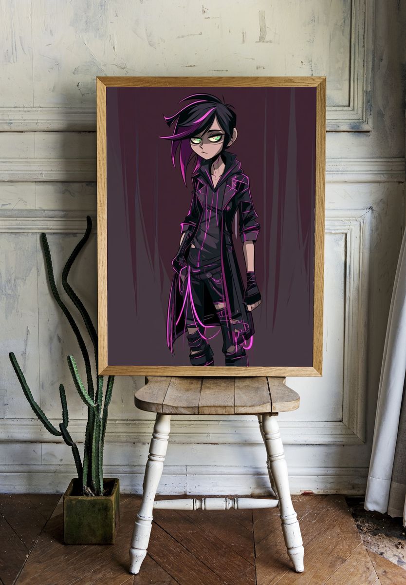 Cyberpunk Anime Character Poster. — room view 1