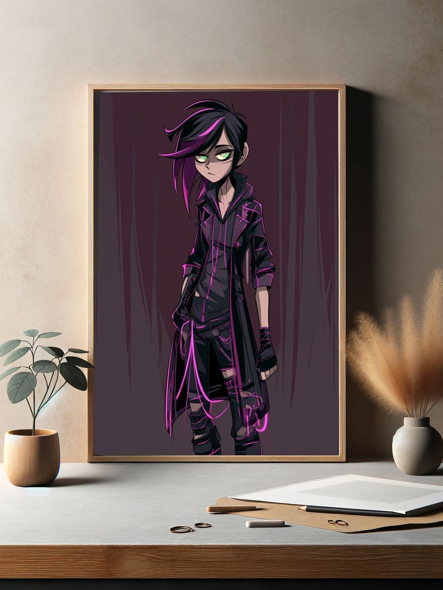 Cyberpunk Anime Character Poster. — room view 2