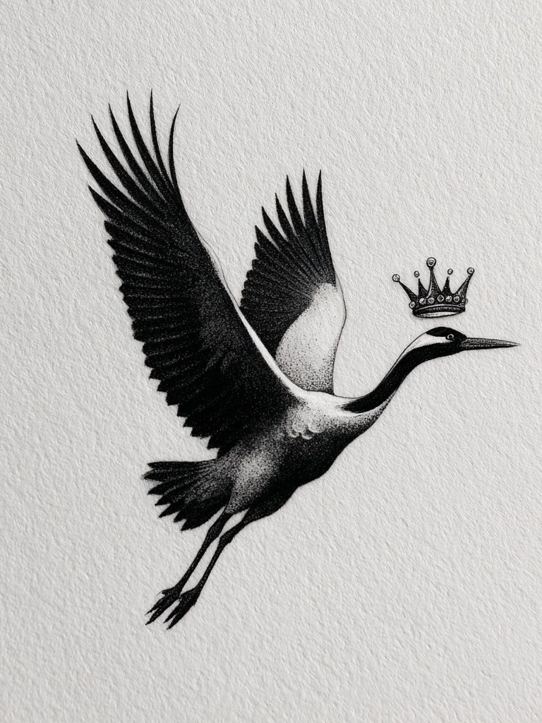 Crowned Crane Ink Poster. poster detail