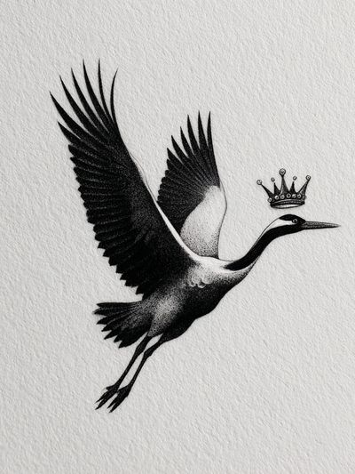 Crowned Crane Ink Poster. poster