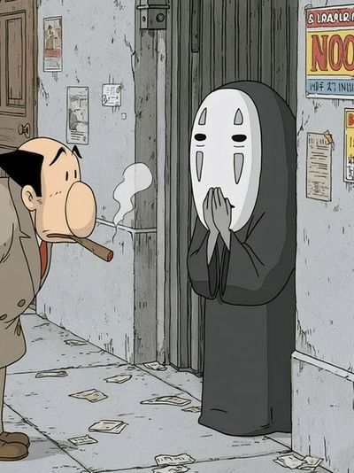 No-Face Alley Scene Anime Poster.