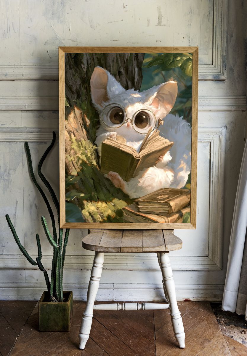 Reading Bunny Illustration Poster. room preview