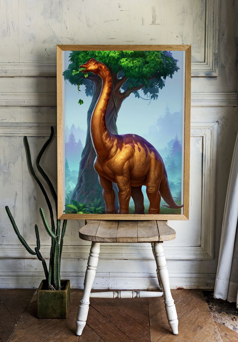 Brachiosaurus Forest Illustration Poster. — room view 1
