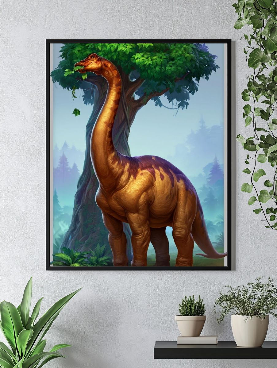 Brachiosaurus Forest Illustration Poster. — room view 4