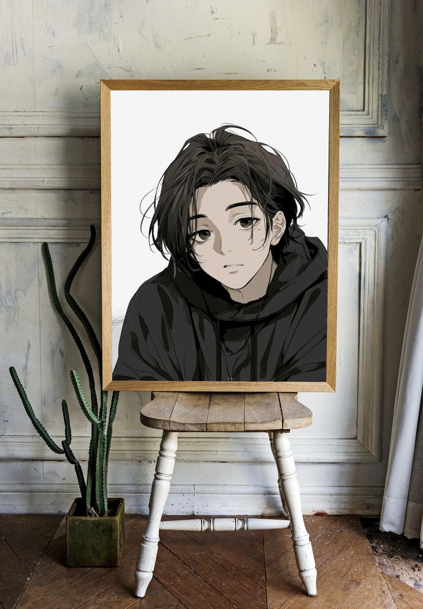 Anime Portrait — Digital Art Print. room preview