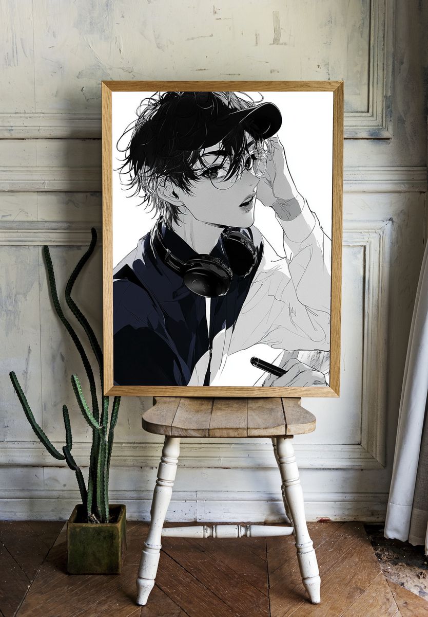 Anime DJ Portrait Poster. room preview