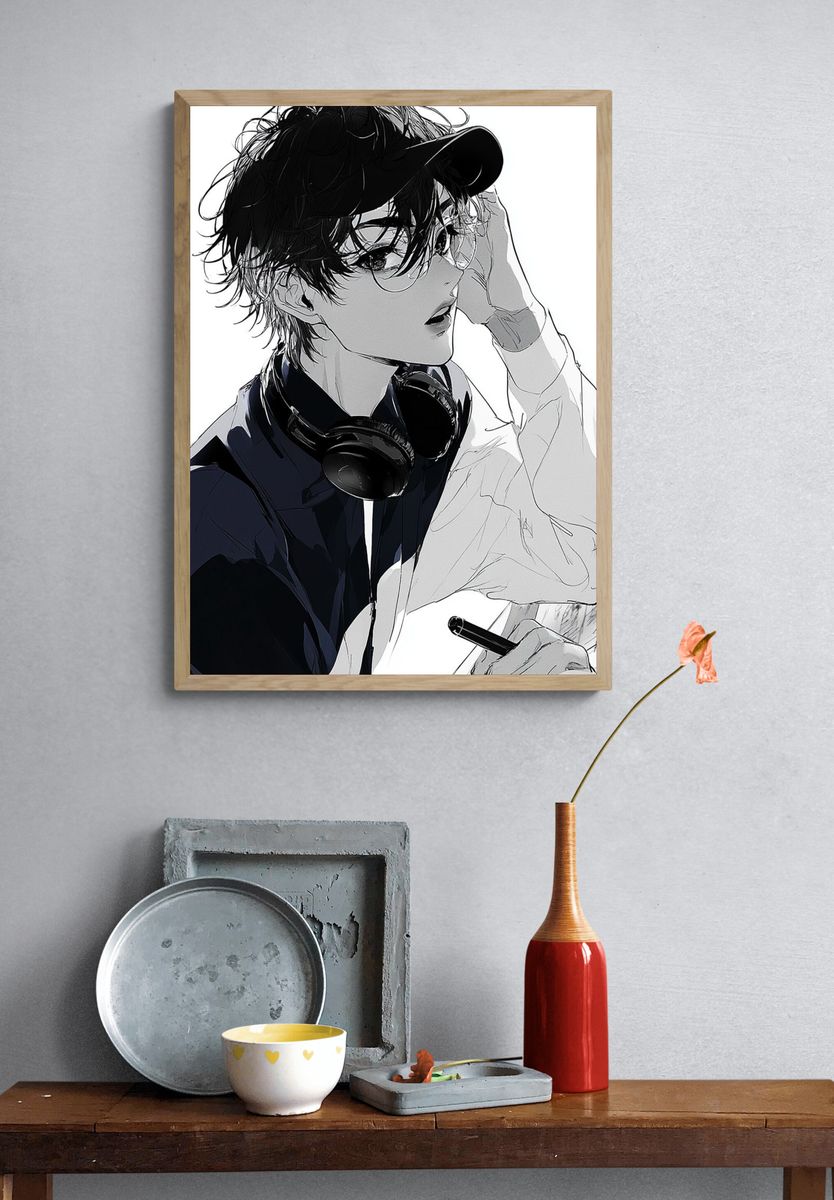Anime DJ Portrait Poster. — room view 3