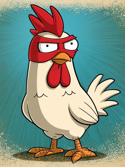 Masked Chicken Cartoon Poster. poster