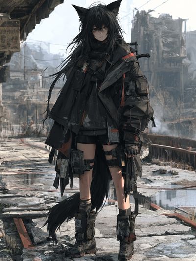 Cat-Eared Cyberpunk Girl Poster.