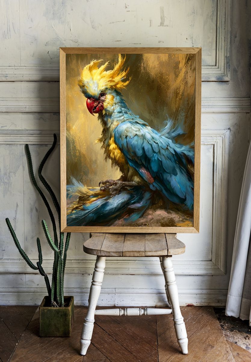 Cockatoo Portrait Illustration Poster. room preview