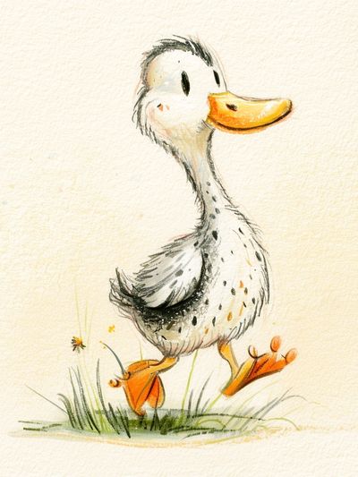 Playful Duckling Illustration Poster. poster