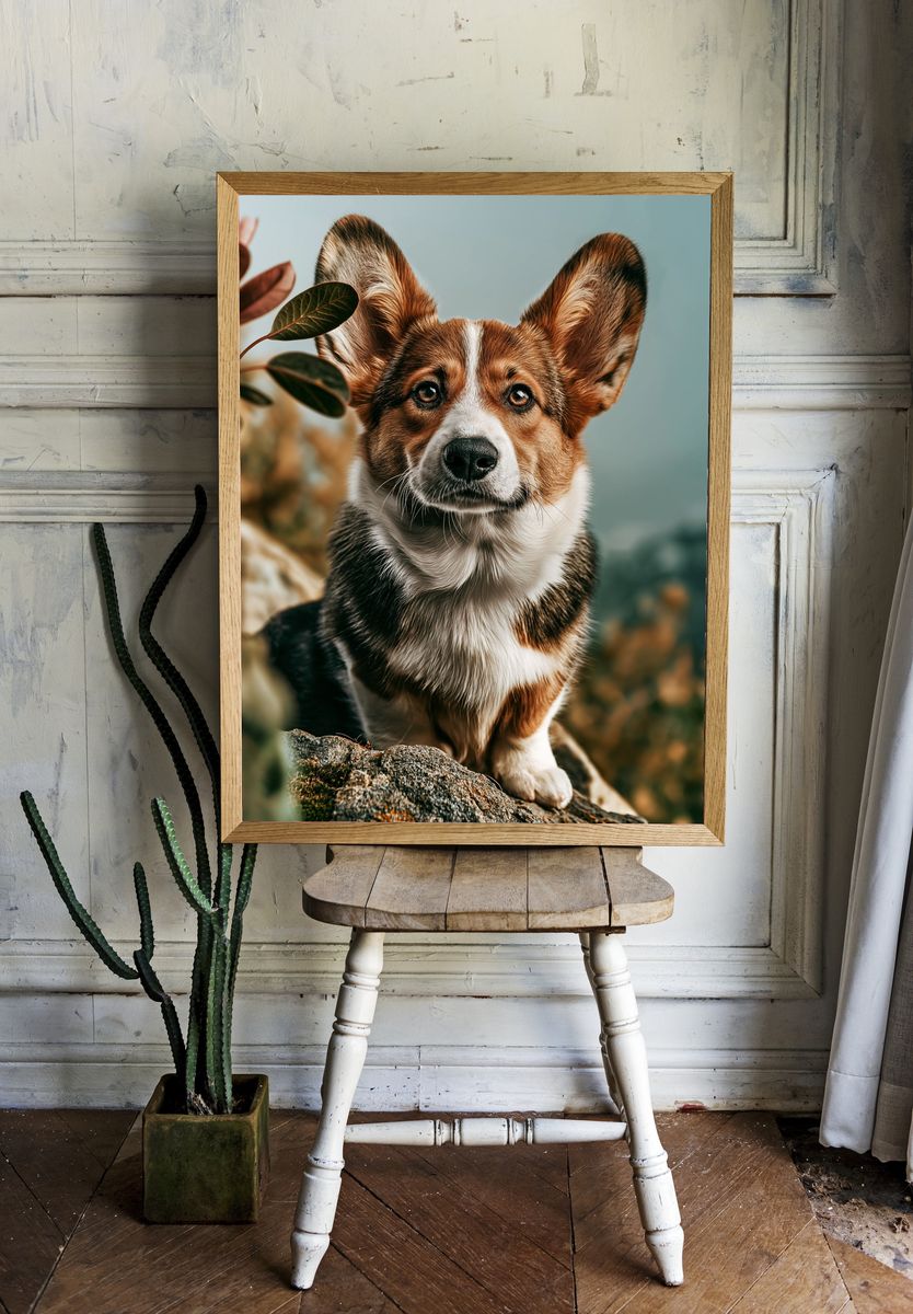 Corgi Portrait Photography Poster. room preview