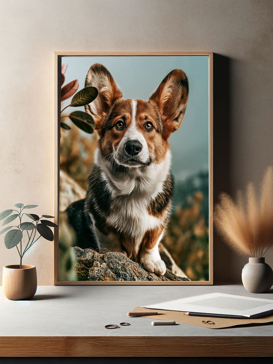 Corgi Portrait Photography Poster. — room view 2