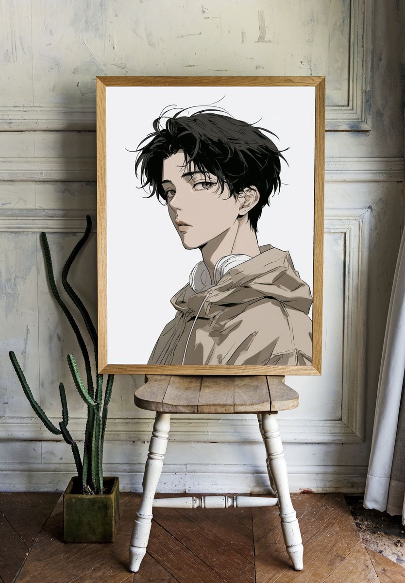 Anime Portrait — Digital Art Print. room preview