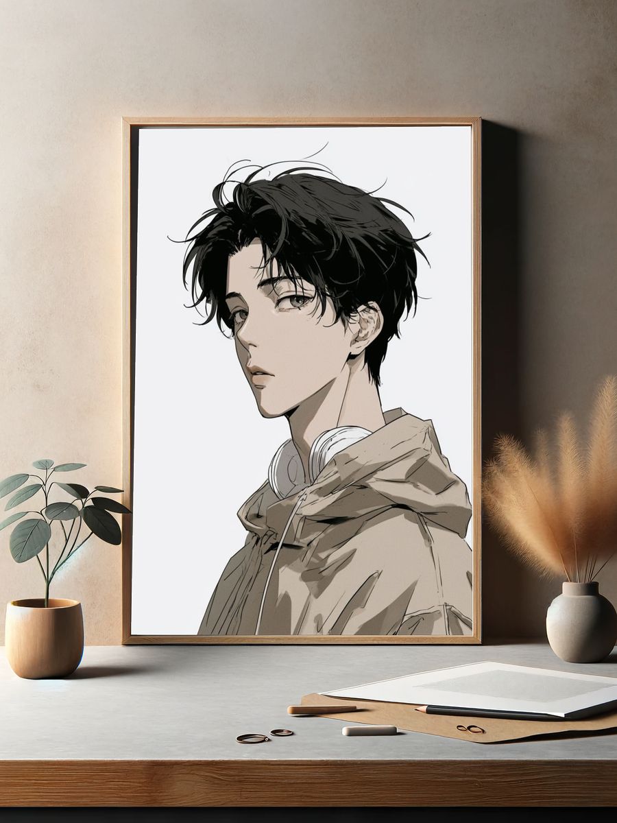 Anime Portrait — Digital Art Print. — room view 2
