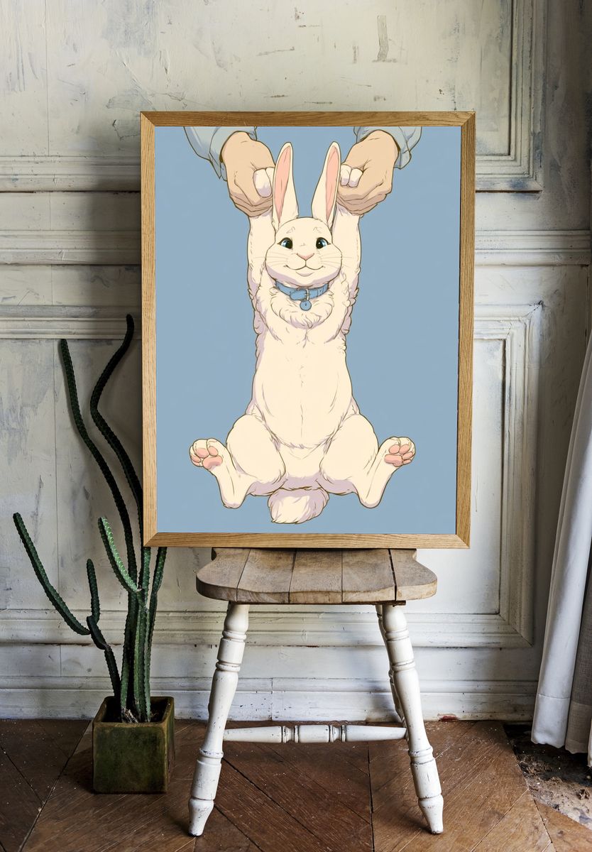 Playful Bunny Illustration Poster. room preview