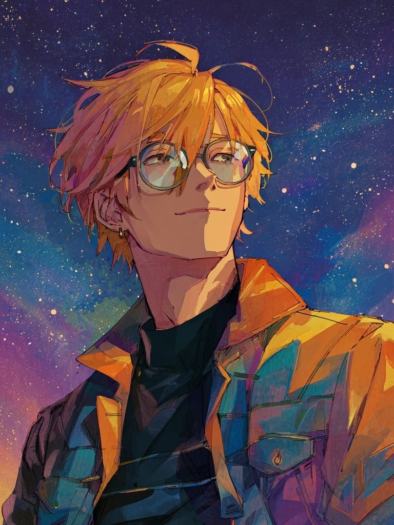 Starry Anime Portrait Poster. poster detail