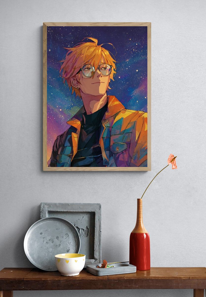 Starry Anime Portrait Poster. — room view 3