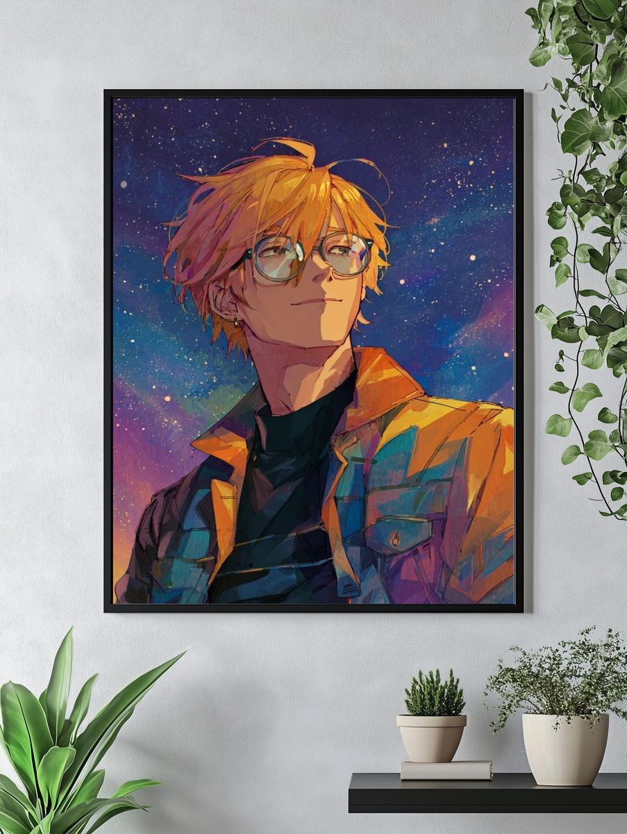 Starry Anime Portrait Poster. — room view 4