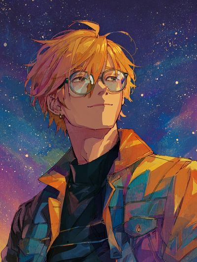 Starry Anime Portrait Poster