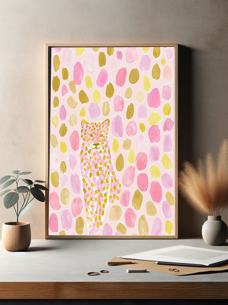 Leopard Watercolor Illustration Poster. — room view 2